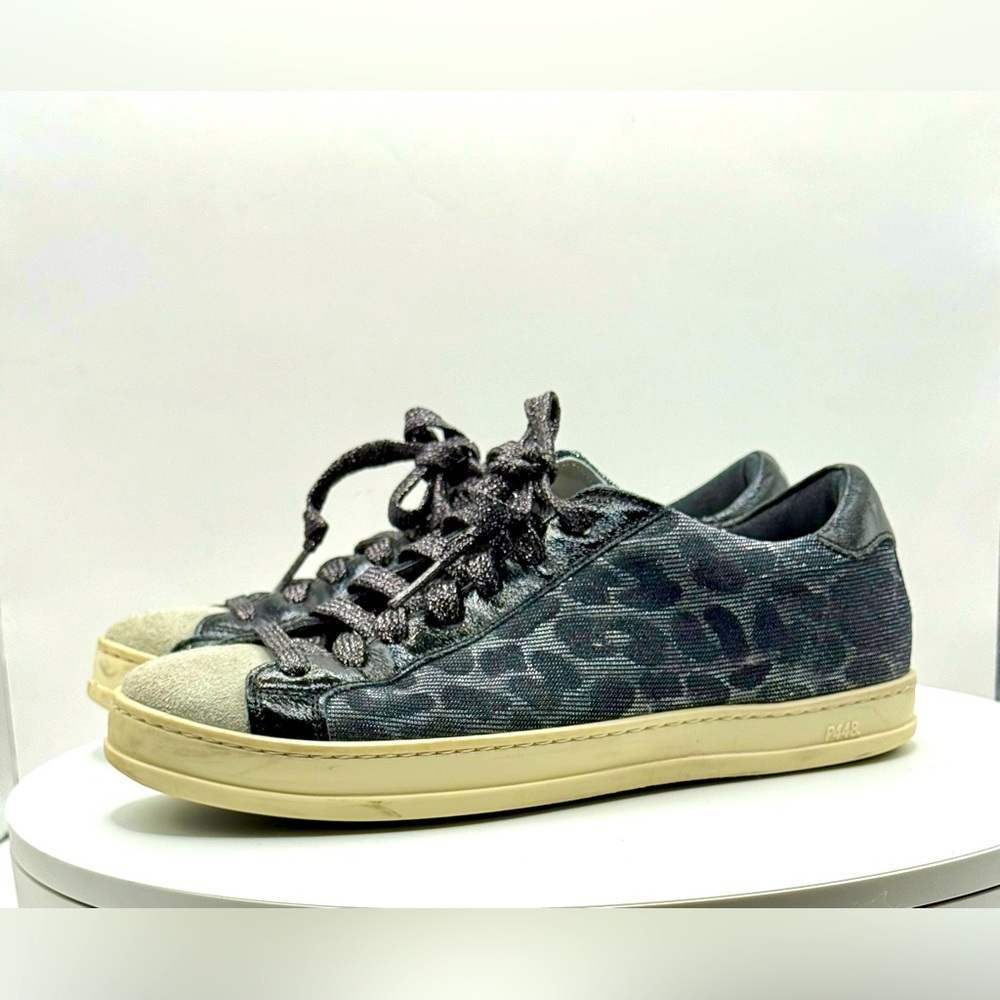 P448 John Low‎ Top Sneakers – Black Leopard Print – Women’s Size 6